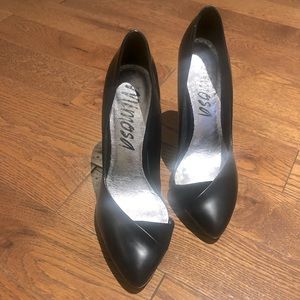 Mimosa black leather stilettos heel